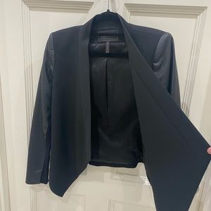 Chic BCBG blazer with vegan leather sleeve detail
